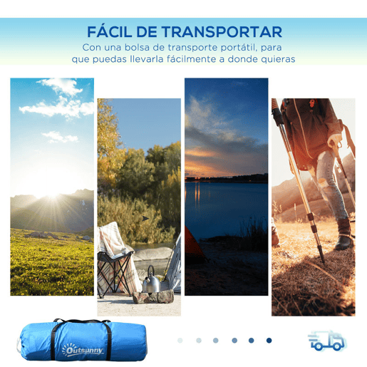 Outsunny Tenda de Campismo Familiar para 4 Pessoas Tenda de Campismo Dobrável com Bolsa de Transporte Impermeável para Praia Parque 430x240x170 cm Azul e Branco
