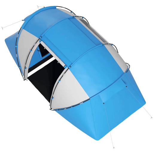 Outsunny Tenda de Campismo Familiar para 4 Pessoas Tenda de Campismo Dobrável com Bolsa de Transporte Impermeável para Praia Parque 430x240x170 cm Azul e Branco
