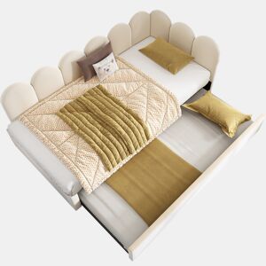 Cama gavetão de veludo 90x200cm,bege