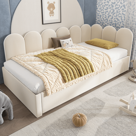 Cama gavetão de veludo 90x200cm,bege