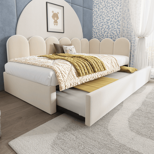 Cama gavetão de veludo 90x200cm,bege
