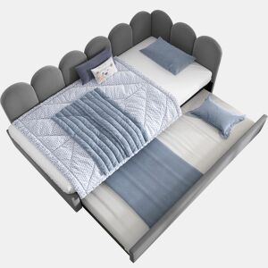 Cama gavetão de veludo 90x200cm,cinzento