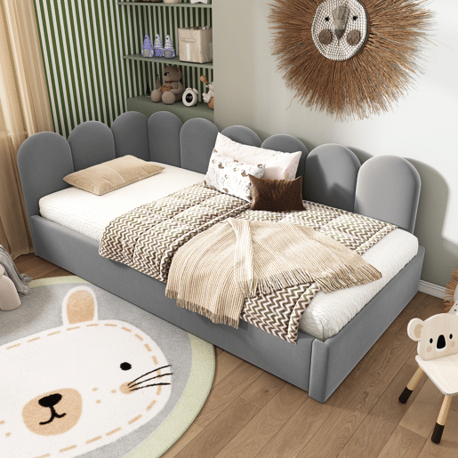 Cama gavetão de veludo 90x200cm,cinzento