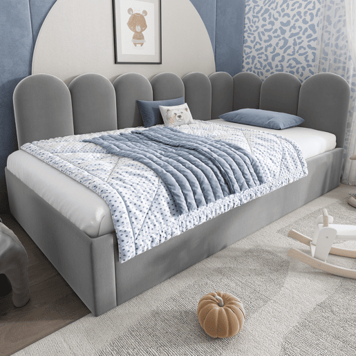 Cama gavetão de veludo 90x200cm,cinzento