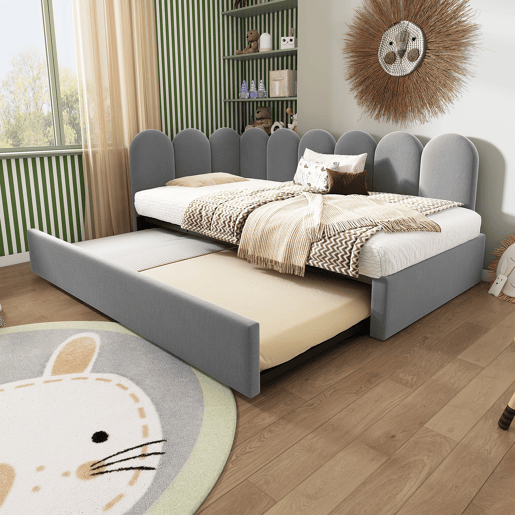 Cama gavetão de veludo 90x200cm,cinzento