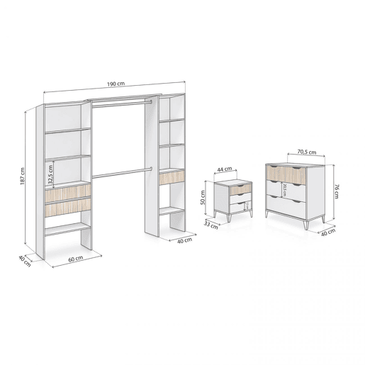 Nitza On Plus Quarto Blanco Artik (Blanco Mate) - Natur 190 x 187 x 40 cm