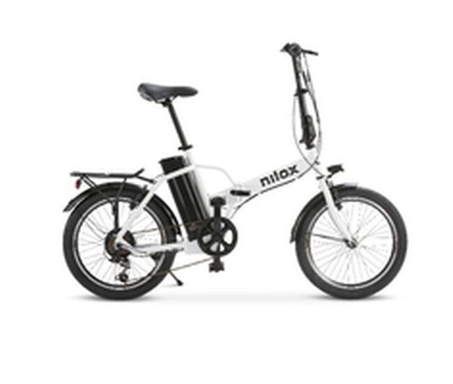 Bicicleta plegable - Nilox eBike J1 PRO, Motor 250 W, 25 km/h, Auotonomía 40 km, Ruedas 20", Peso máx 100 kg, Blanco