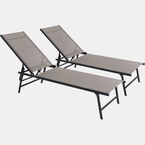 Conjunto de 2 espreguiçadeiras metálicas Sublima - 180 x 54 x 104 cm - Taupe