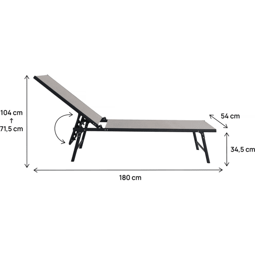 Conjunto de 2 espreguiçadeiras metálicas Sublima - 180 x 54 x 104 cm - Taupe