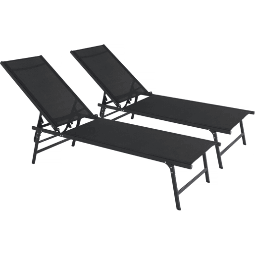 Conjunto de 2 espreguiçadeiras metálicas Sublima - 180 x 54 x 104 cm - Preto