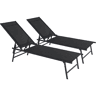 Conjunto de 2 espreguiçadeiras metálicas Sublima - 180 x 54 x 104 cm - Preto