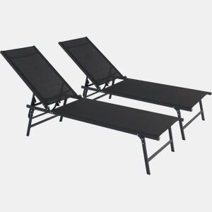 Conjunto de 2 espreguiçadeiras metálicas Sublima - 180 x 54 x 104 cm - Preto