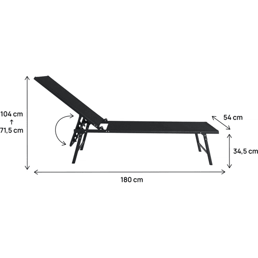 Conjunto de 2 espreguiçadeiras metálicas Sublima - 180 x 54 x 104 cm - Preto