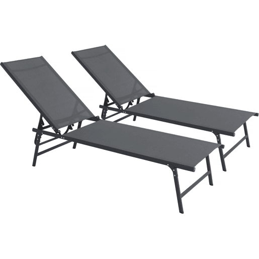 Conjunto de 2 espreguiçadeiras em metal Sublima - 180 x 54 x 104 cm - Antracite
