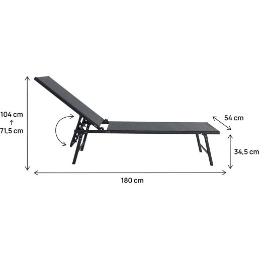 Conjunto de 2 espreguiçadeiras em metal Sublima - 180 x 54 x 104 cm - Antracite