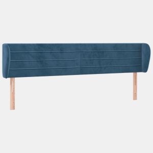 vidaXL Cabeceira de cama c abas veludo 203x23x7888cm azul-escuro