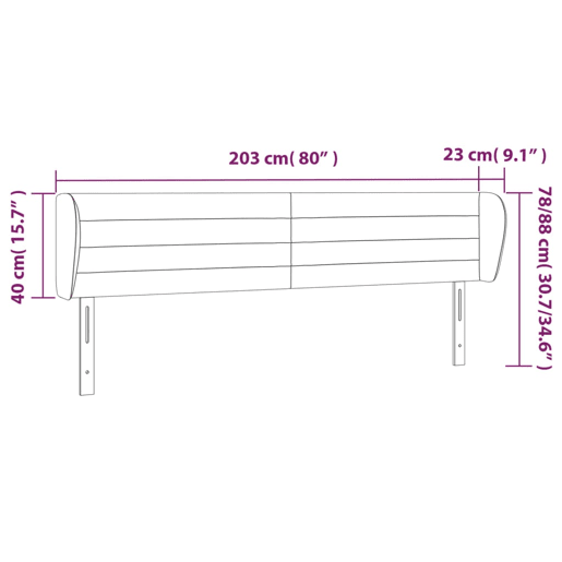 vidaXL Cabeceira de cama c abas veludo 203x23x7888cm azul-escuro