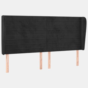 vidaXL Cabeceira de cama c abas veludo 163x23x118128 cm preto