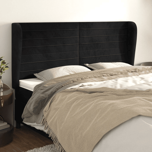 vidaXL Cabeceira de cama c abas veludo 163x23x118128 cm preto vidaXL Cabeceira de cama c abas veludo 163x23x118128 cm preto