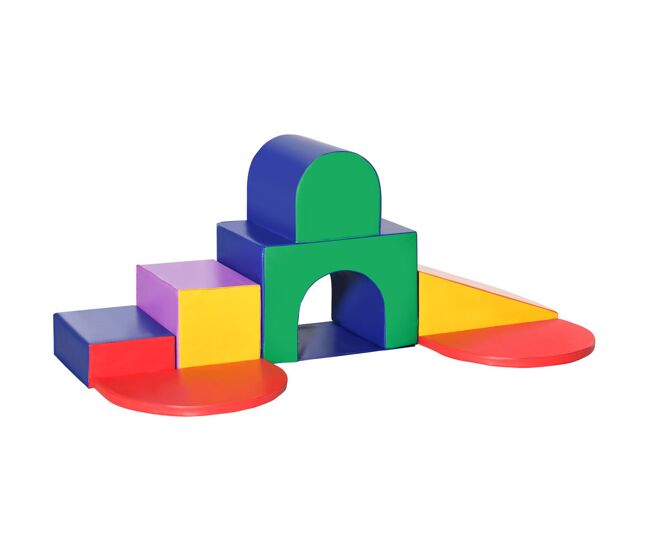 Homcom juego de 7 bloques psicomotricidad infantil bloques de espuma figuras de construcción juguete para aprendizaje para escalar y gatear multicolor