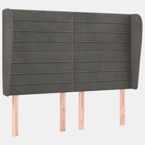 vidaXL Cabeceira cama c abas veludo 147x23x118128 cm cinzento-escuro