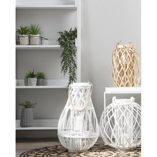 Lanterna TONGA Madeira de bambu 77 cm Branco Lanterna TONGA Madeira de bambu 77 cm Branco