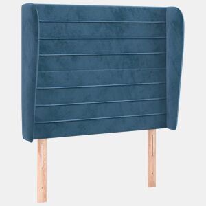vidaXL Cabeceira cama c abas veludo 83x23x118128 cm azul-escuro