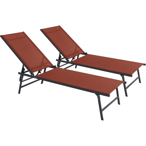 Conjunto de 2 espreguiçadeiras metálicas Sublima - 180 x 54 x 104 cm - Terracota
