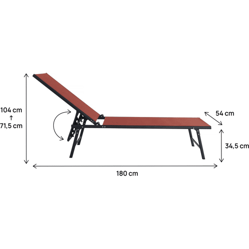 Conjunto de 2 espreguiçadeiras metálicas Sublima - 180 x 54 x 104 cm - Terracota