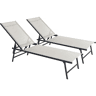 Conjunto de 2 espreguiçadeiras metálicas Sublima - 180 x 54 x 104 cm - Bege