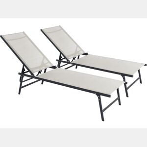 Conjunto de 2 espreguiçadeiras metálicas Sublima - 180 x 54 x 104 cm - Bege