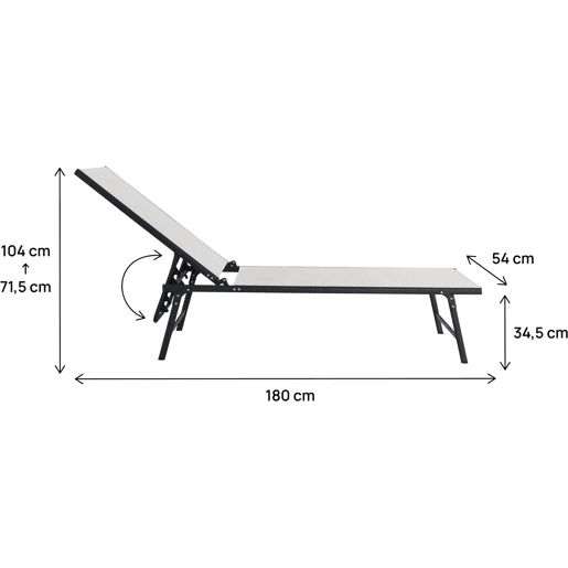 Conjunto de 2 espreguiçadeiras metálicas Sublima - 180 x 54 x 104 cm - Bege