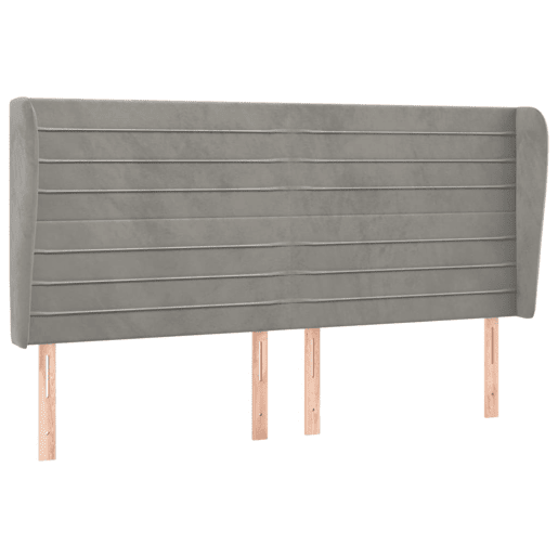vidaXL Cabeceira cama c abas veludo 183x23x118128 cm cinzento-claro