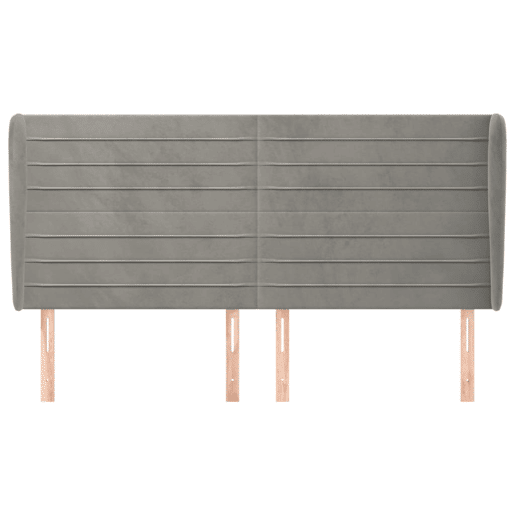 vidaXL Cabeceira cama c abas veludo 183x23x118128 cm cinzento-claro
