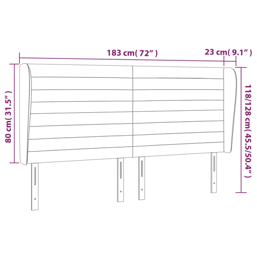 vidaXL Cabeceira cama c abas veludo 183x23x118128 cm cinzento-claro