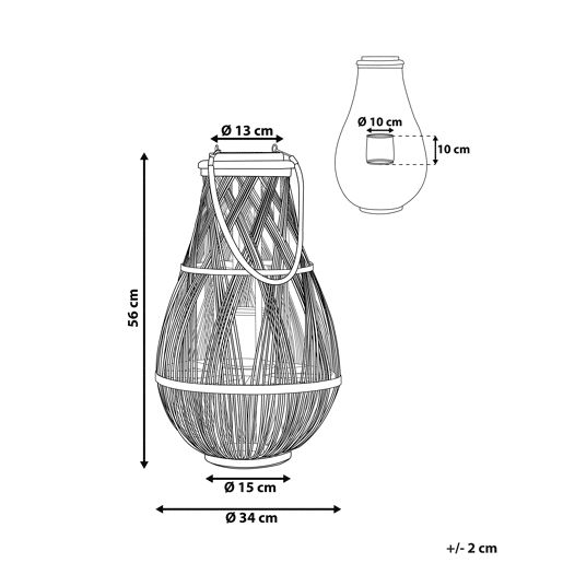 Lanterna TONGA Madeira de bambu 56 cm Natural Lanterna TONGA Madeira de bambu 56 cm Natural
