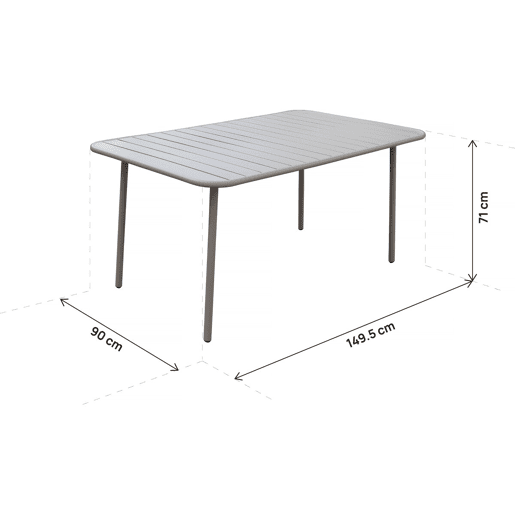 Mesa de jardim em metal Bilbao - 150 x 90 x 71 cm - Taupe
