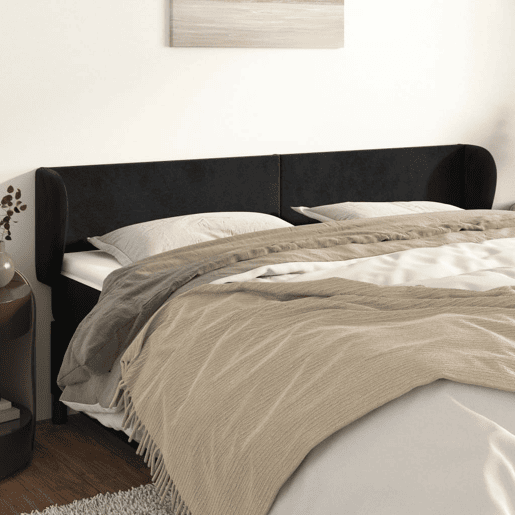 vidaXL Cabeceira de cama c abas veludo 183x23x7888 cm preto vidaXL Cabeceira de cama c abas veludo 183x23x7888 cm preto