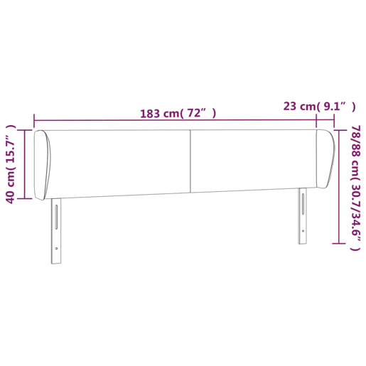 vidaXL Cabeceira de cama c abas veludo 183x23x7888 cm preto vidaXL Cabeceira de cama c abas veludo 183x23x7888 cm preto