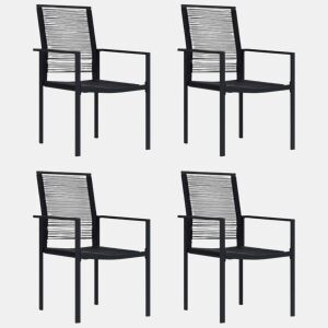 vidaXL Cadeiras de jardim 4 pcs vime de PVC preto