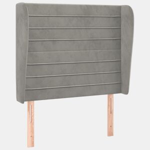 vidaXL Cabeceira cama c abas veludo 103x23x118128 cm cinzento-claro