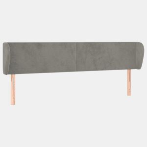 vidaXL Cabeceira de cama c abas veludo 203x23x7888 cm cinzento-claro