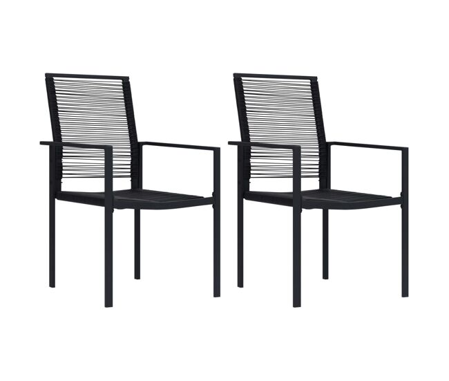 Vidaxl sillas de jardín 2 unidades ratán de pvc negro