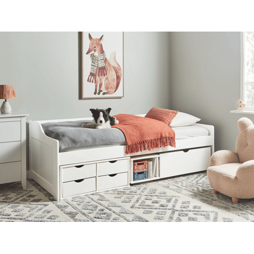 Cama de dia com arrumação Pinho ROYVILLE 90 x 200 cm Branco