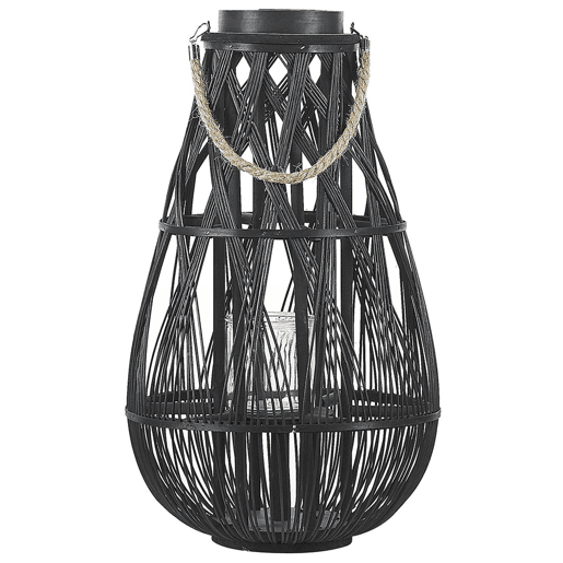 Lanterna TONGA Madeira de bambu 56 cm Preto