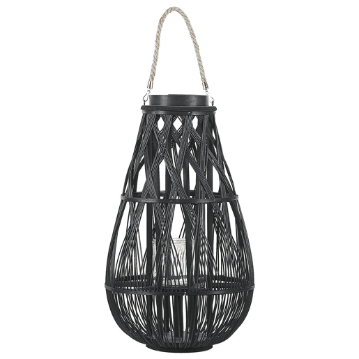 Lanterna TONGA Madeira de bambu 56 cm Preto