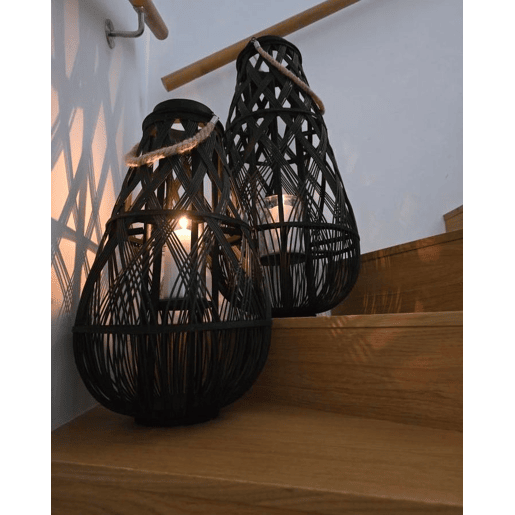 Lanterna TONGA Madeira de bambu 56 cm Preto