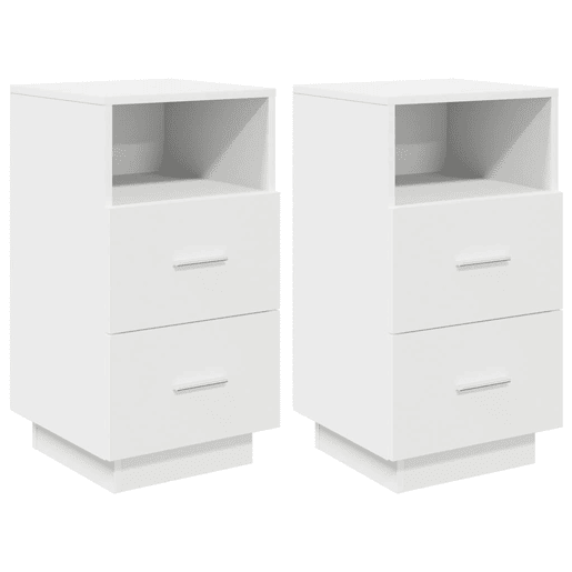 vidaXL Mesas de cabeceira 2 pcs com 2 gavetas 36x36x68 cm branco vidaXL Mesas de cabeceira 2 pcs com 2 gavetas 36x36x68 cm branco