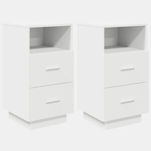 vidaXL Mesas de cabeceira 2 pcs com 2 gavetas 36x36x68 cm branco