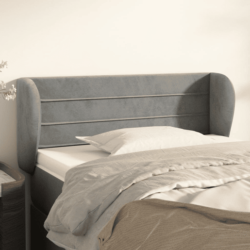 vidaXL Cabeceira de cama c abas veludo 103x23x7888 cm cinzento-claro vidaXL Cabeceira de cama c abas veludo 103x23x7888 cm cinzento-claro